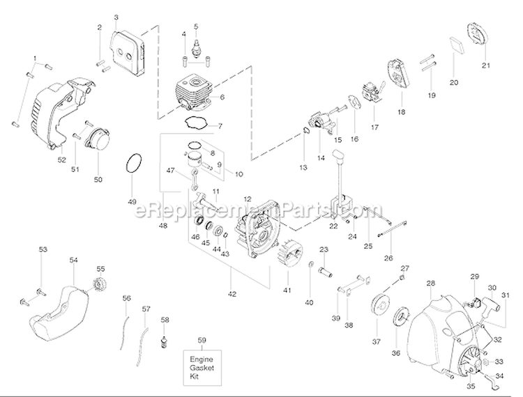 Engine Diagram and Parts List for SST25C Type 1 Weed Eater Trimmer